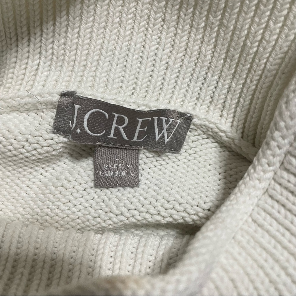 J Crew New Heritage “Rollneck” Sweater White Blue Stripe Size L - Picture 11 of 11